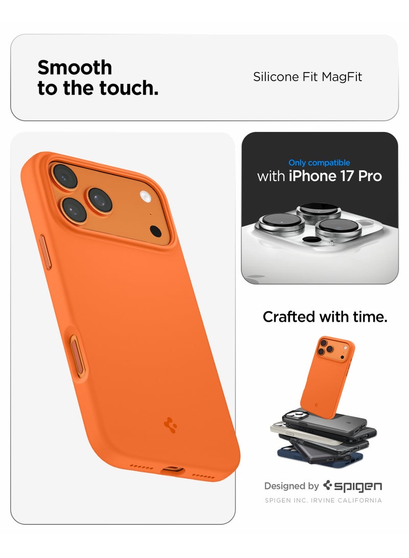 Spigen Silicone Fit MagFit for Apple iPhone 17 PRO MagSafe Case Cover - Cosmic Orange - Image 2